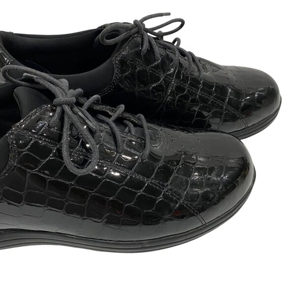 Drew Womens Black Crocodile-Embossed Lace-Up Shoes Size 10M Comfortable Arch Sup - Picture 4 of 10